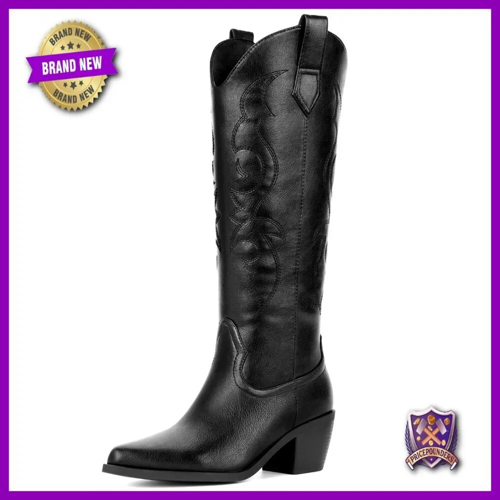 Wide Calf Rhinestone Cowgirl Boots Knee High Western Glitter Sparkly